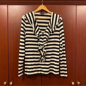 Long sleeve ruffle v neck